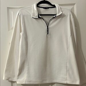 Lands' End Ladies Off-White 1/4 Zip-Up Top